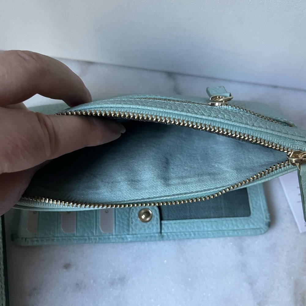 NEW Soft genuine Leather Wallet Wristlet Soft Light Green Made in India.. - Picture 10 of 16
